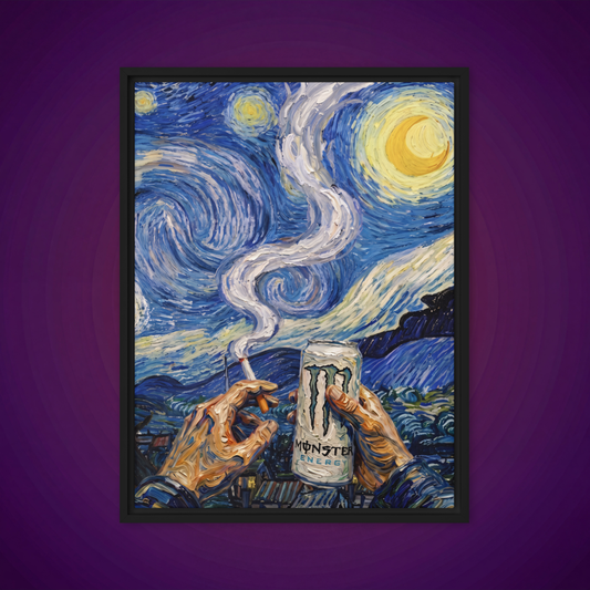 Monster White & Starry Night | Framed Canvas