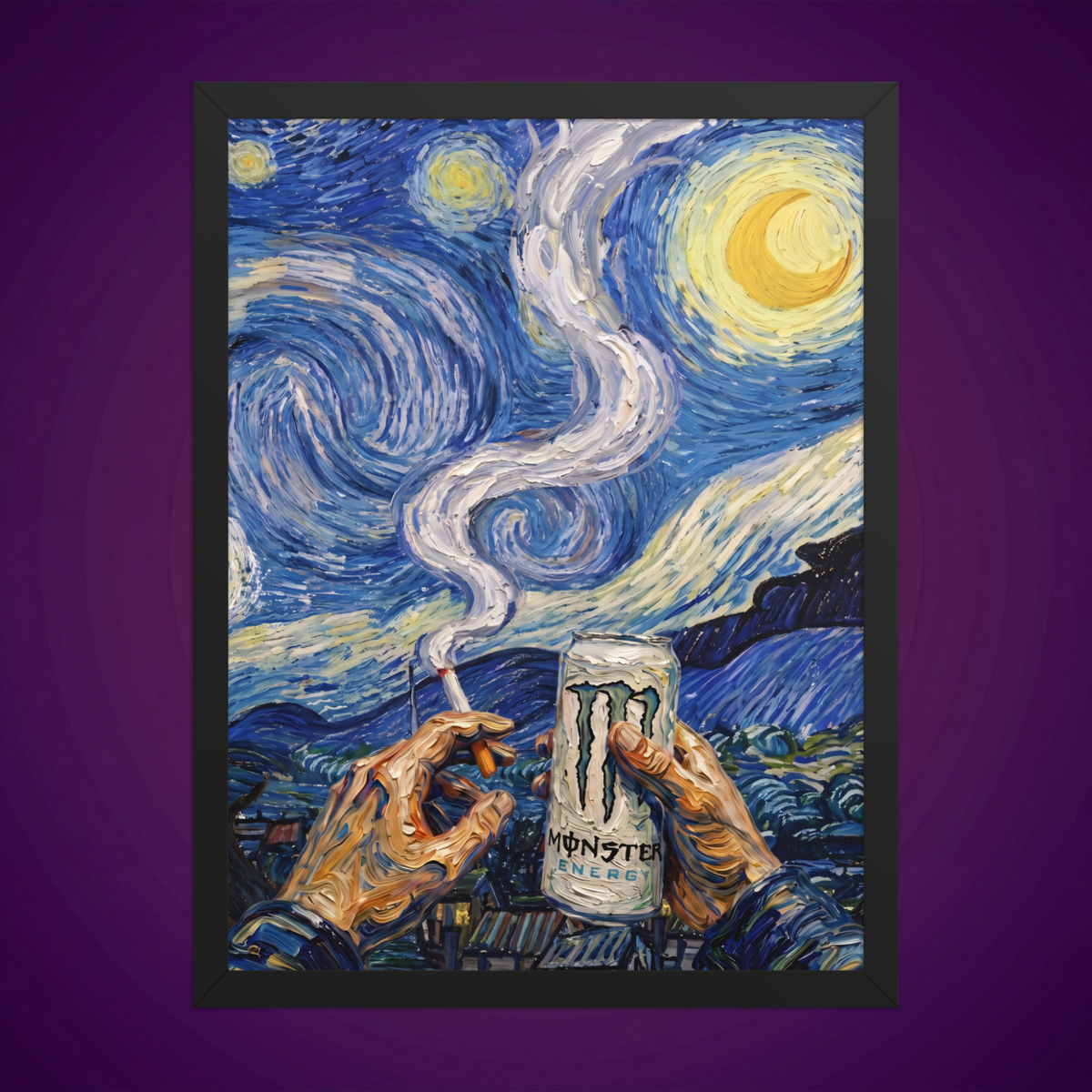 Monster White & Starry Night | Framed Poster