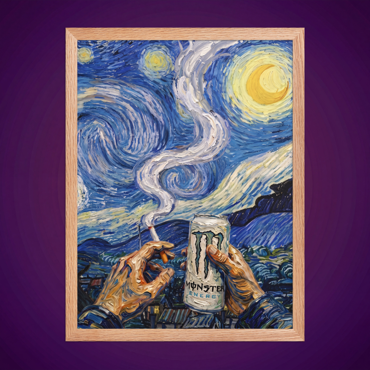 Monster White & Starry Night | Framed Poster