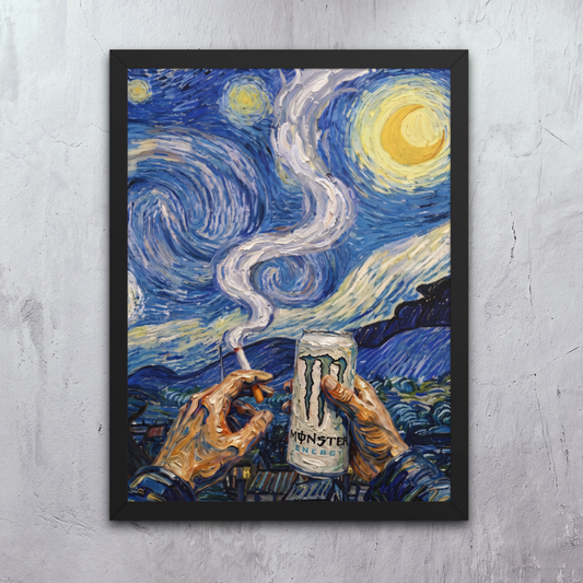Monster White & Starry Night | Framed poster