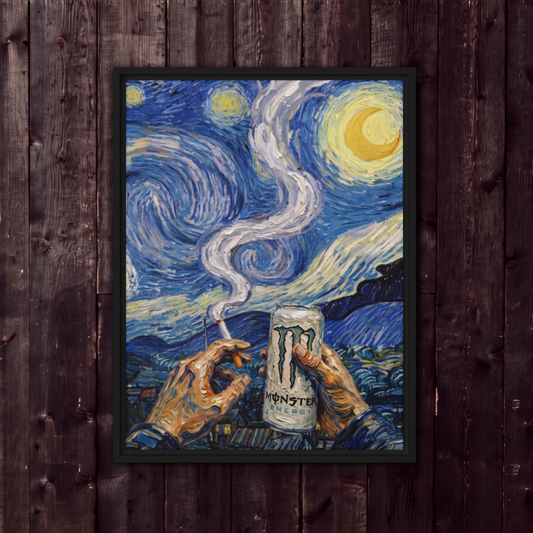 Monster White & Starry Night | Framed Canvas